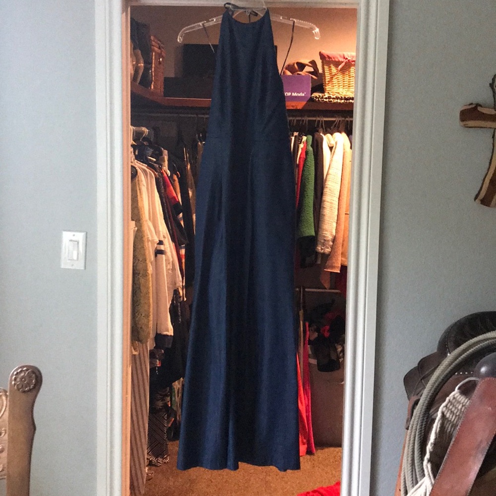 Denim halter jumpsuit